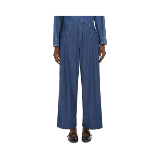 Pleat Detailed Wide Leg Jeans