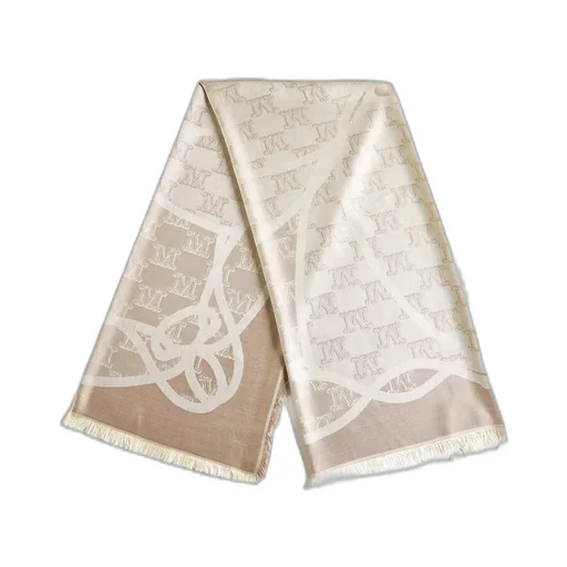 All-Over Logo Patterned Fringed Edge Scarf