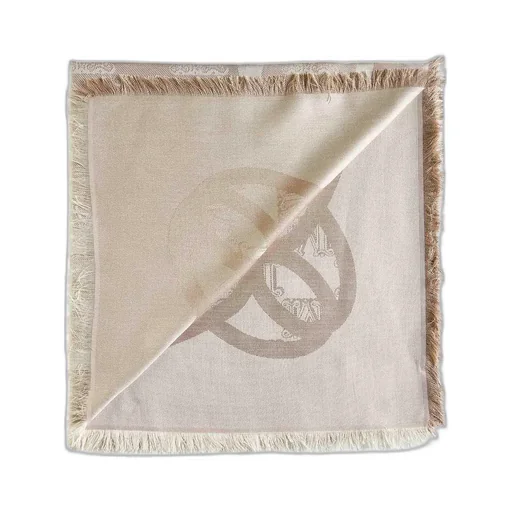 All-Over Logo Patterned Fringed Edge Scarf
