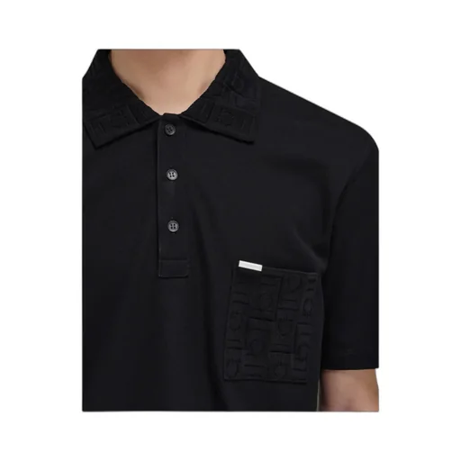 V-Neck Polo With Jacquard Pocket Detail