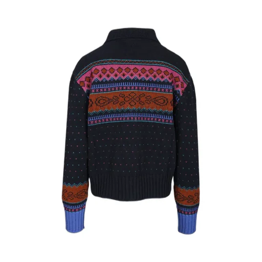 Wool Cardigan With Jacquard Motif