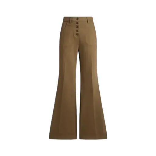 Flared Denim Jeans With Pegaso Buttons