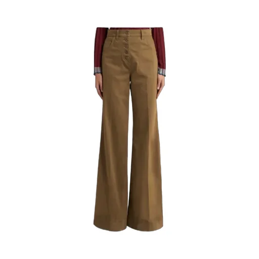 Flared Denim Jeans With Pegaso Buttons