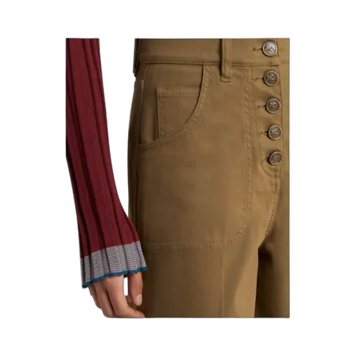 Flared Denim Jeans With Pegaso Buttons