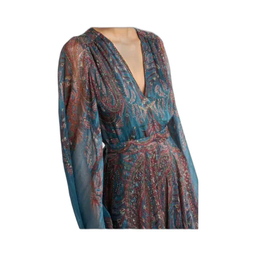 Floral Paisley Long Silk Dress