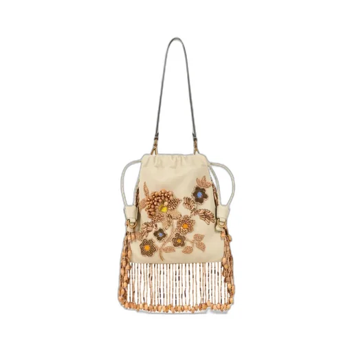 Small Leather Kalispera Bag With Beads And Fringing