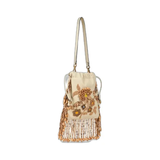 Small Leather Kalispera Bag With Beads And Fringing