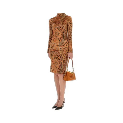 Paisley-Print Mock-Neck Midi Dress