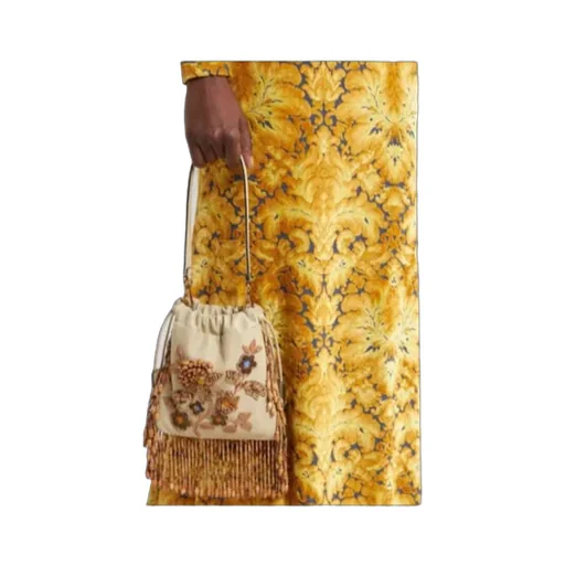 Small Leather Kalispera Bag With Beads And Fringing