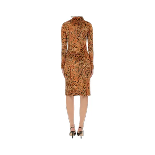Paisley-Print Mock-Neck Midi Dress