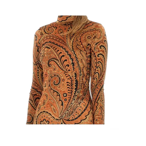 Paisley-Print Mock-Neck Midi Dress