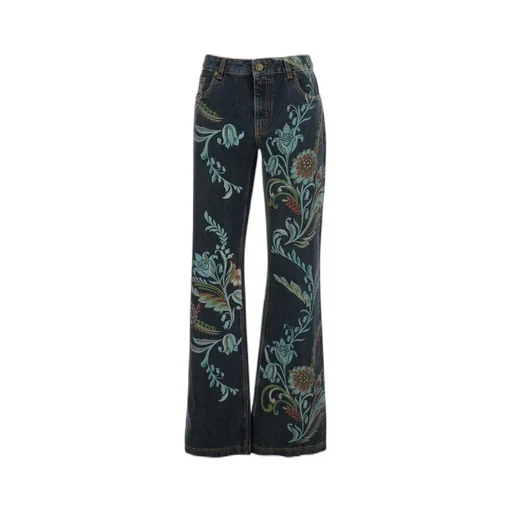 Flared Jeans With Daffodil Print