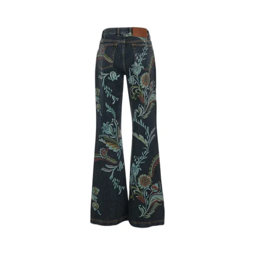 Flared Jeans With Daffodil Print