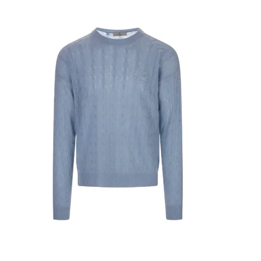 Logo Embroidered Cable-Knitted Crewneck Jumper
