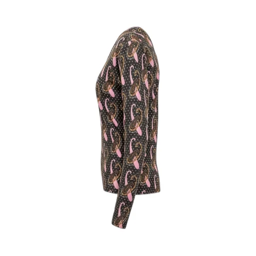All-Over Paisley Patterned V-Neck Sweater