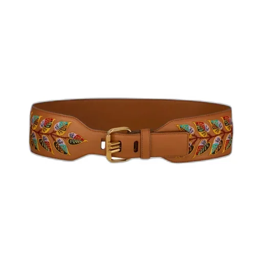 Leaf Embroidered Buckle Belt