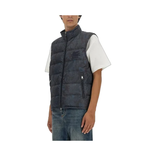 Sleeveless Paisley Printed Down Jacket