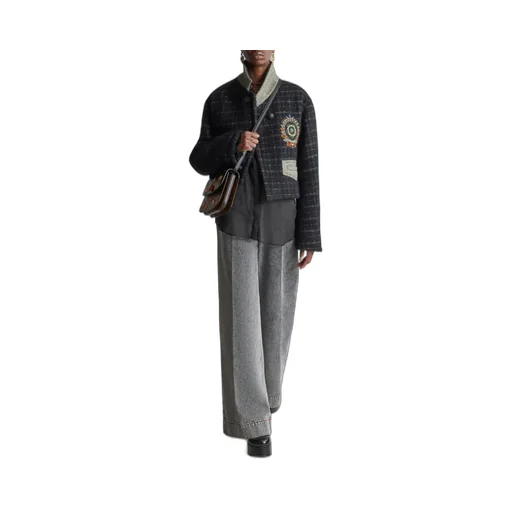 Floral Embroidered Checked Coat