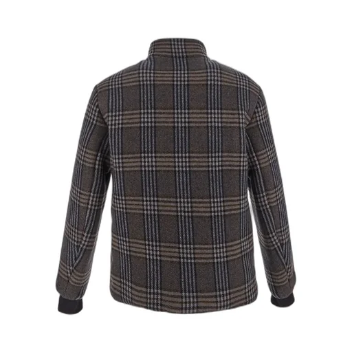 Logo Embroidered Checked Zipped Jacket