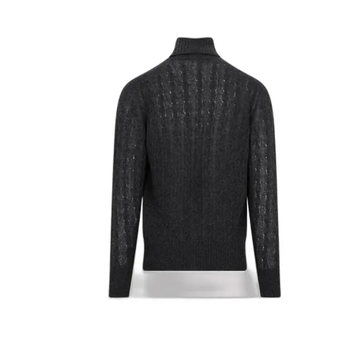 Logo Embroidered Roll-Neck Cable-Knitted Jumper