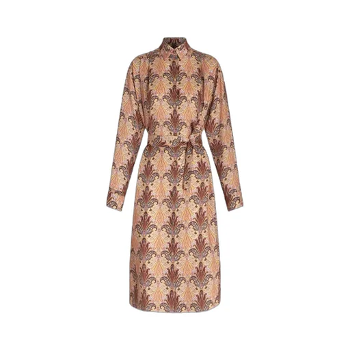 Paisley-Printed Long-Sleeved Shirt Dress