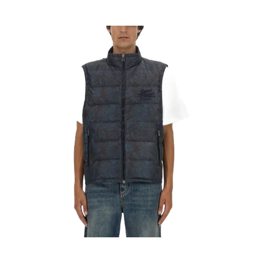 Sleeveless Paisley Printed Down Jacket