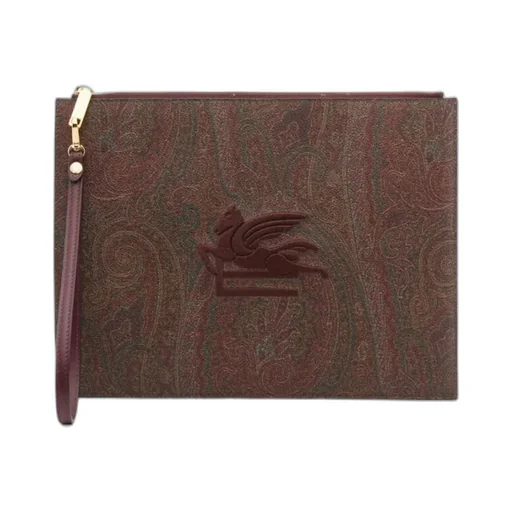 Paisley-Print Canvas Clutch Bag