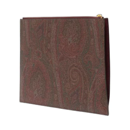 Paisley-Print Canvas Clutch Bag