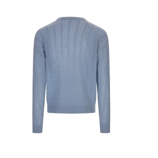 Logo Embroidered Cable-Knitted Crewneck Jumper