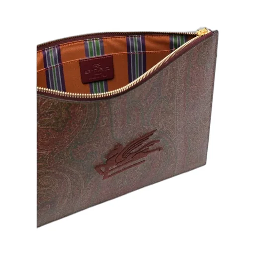 Paisley-Print Canvas Clutch Bag