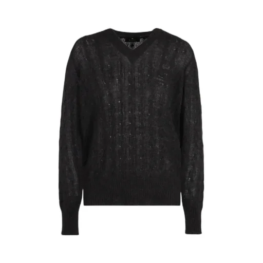 Logo-Embroidered V-Neck Knitted Jumper