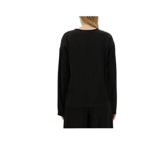 Long-Sleeve Satin Blouse