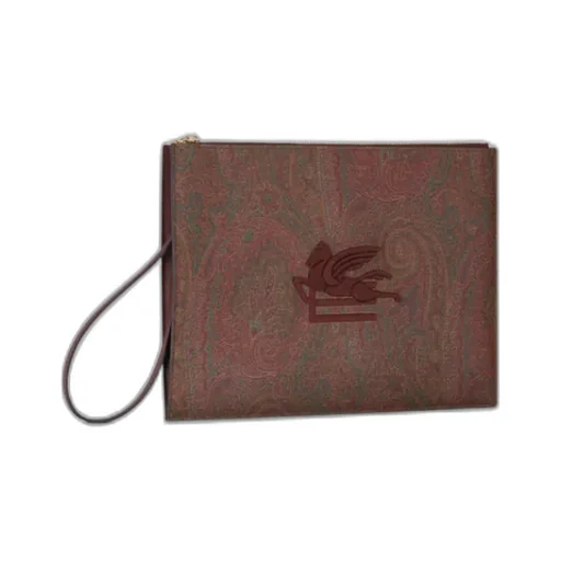 Logo-Embroidered Paisley-Printed Zipped Pouch