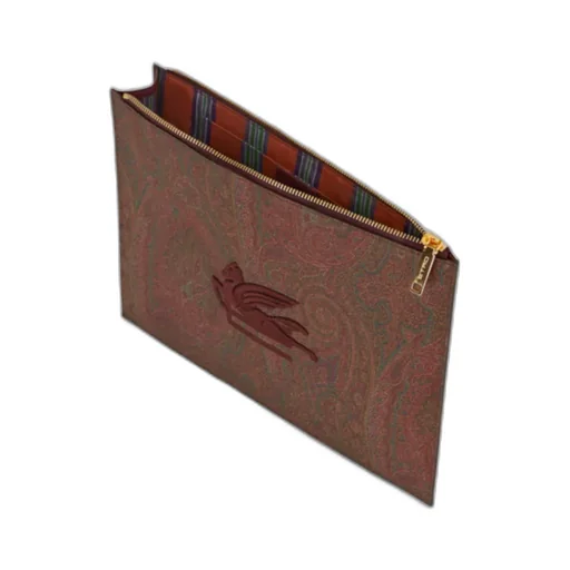 Logo-Embroidered Paisley-Printed Zipped Pouch