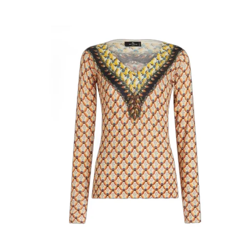 Floral-Printed Crewneck Knitted Top
