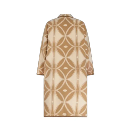Geometric-Pattern Jacquard Button-Up Coat