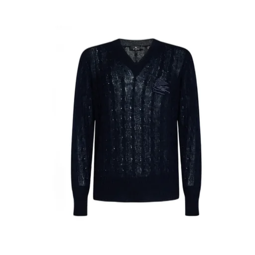 Logo-Embroidered V-Neck Knitted Jumper