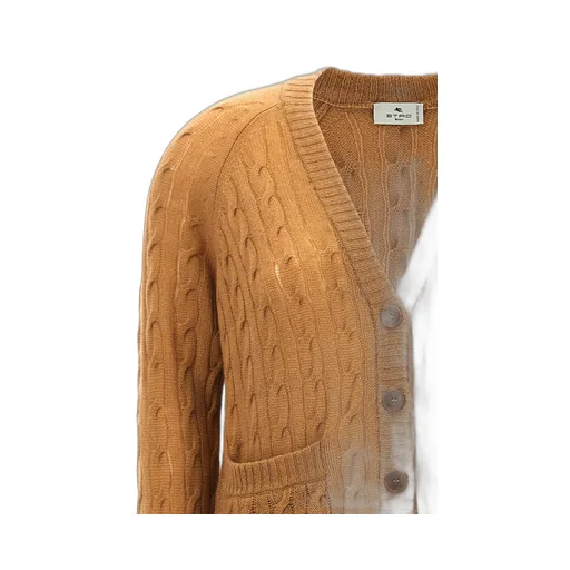 Cable-Knitted Button-Up Cardigan