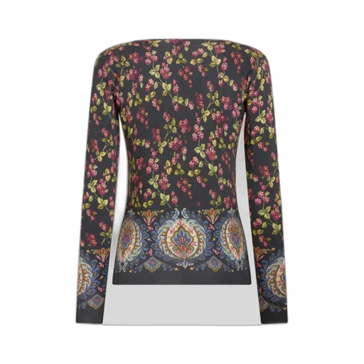 Floral Patterned V-Neck Knitted Top