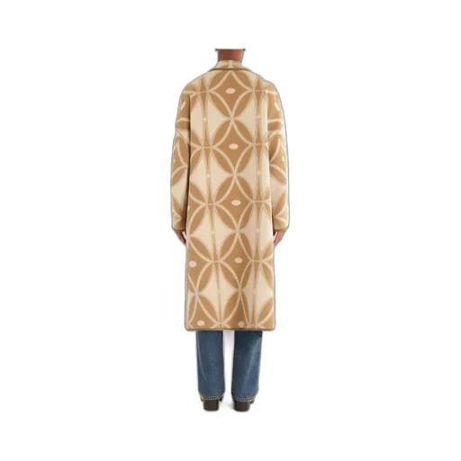 Geometric-Pattern Jacquard Button-Up Coat