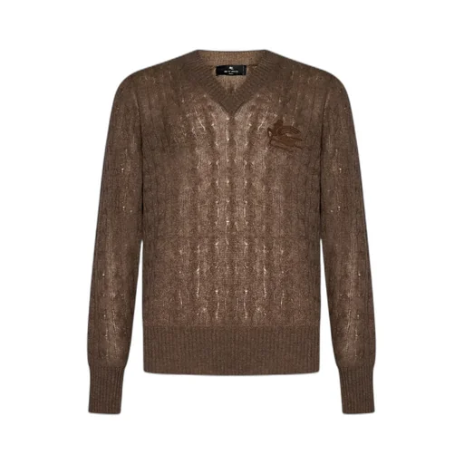 Logo-Embroidered V-Neck Knitted Jumper