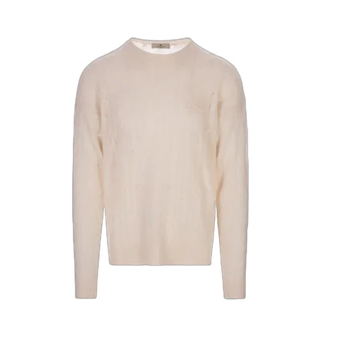 Logo Embroidered Cable-Knitted Crewneck Jumper