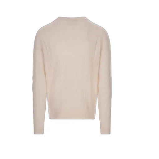Logo Embroidered Cable-Knitted Crewneck Jumper