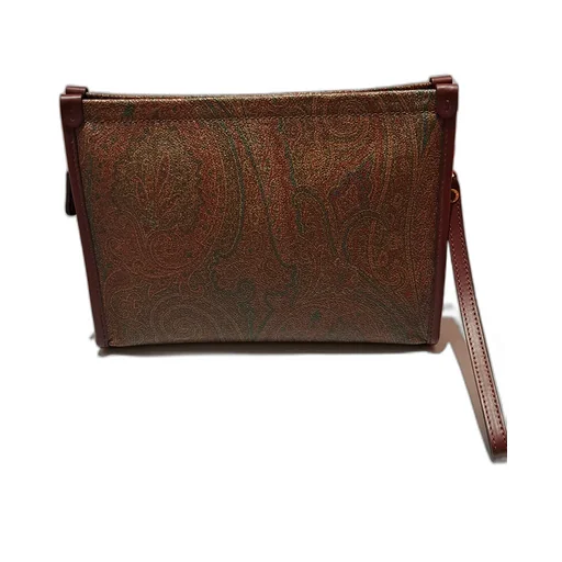 Paisley-Print Leather Clutch Bag