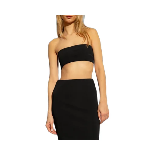 Ribbed Strapless Cropped Bandeau Top