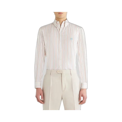 Logo Embroidered Striped Long-Sleeved Shirt