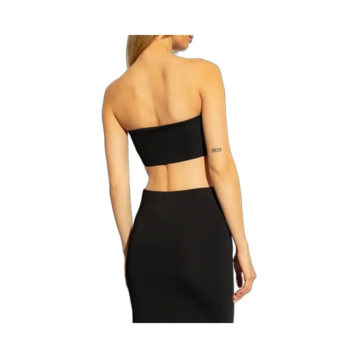 Ribbed Strapless Cropped Bandeau Top