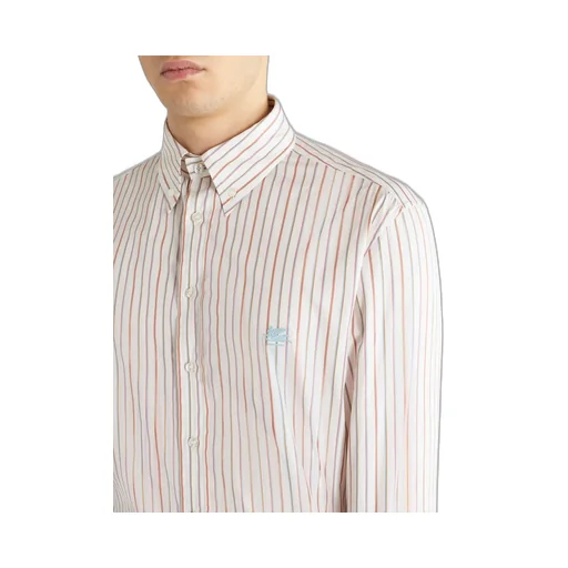 Logo Embroidered Striped Long-Sleeved Shirt