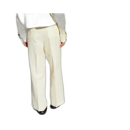 High-Waist Linen Blend Trousers