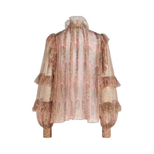 Semi Sheer Ruffled Blouse